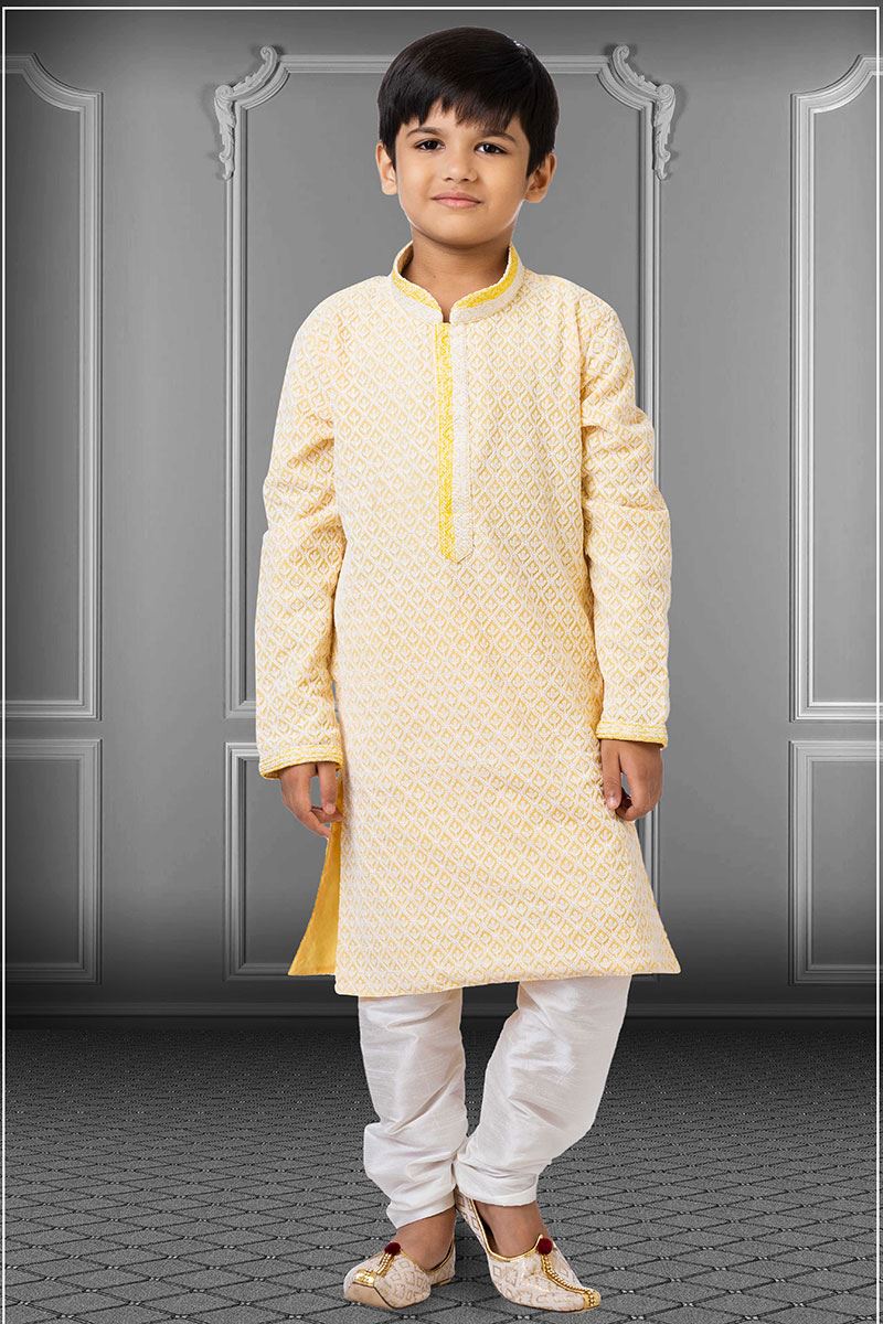Attractive  Light Yellow Colored Designer Kids wear