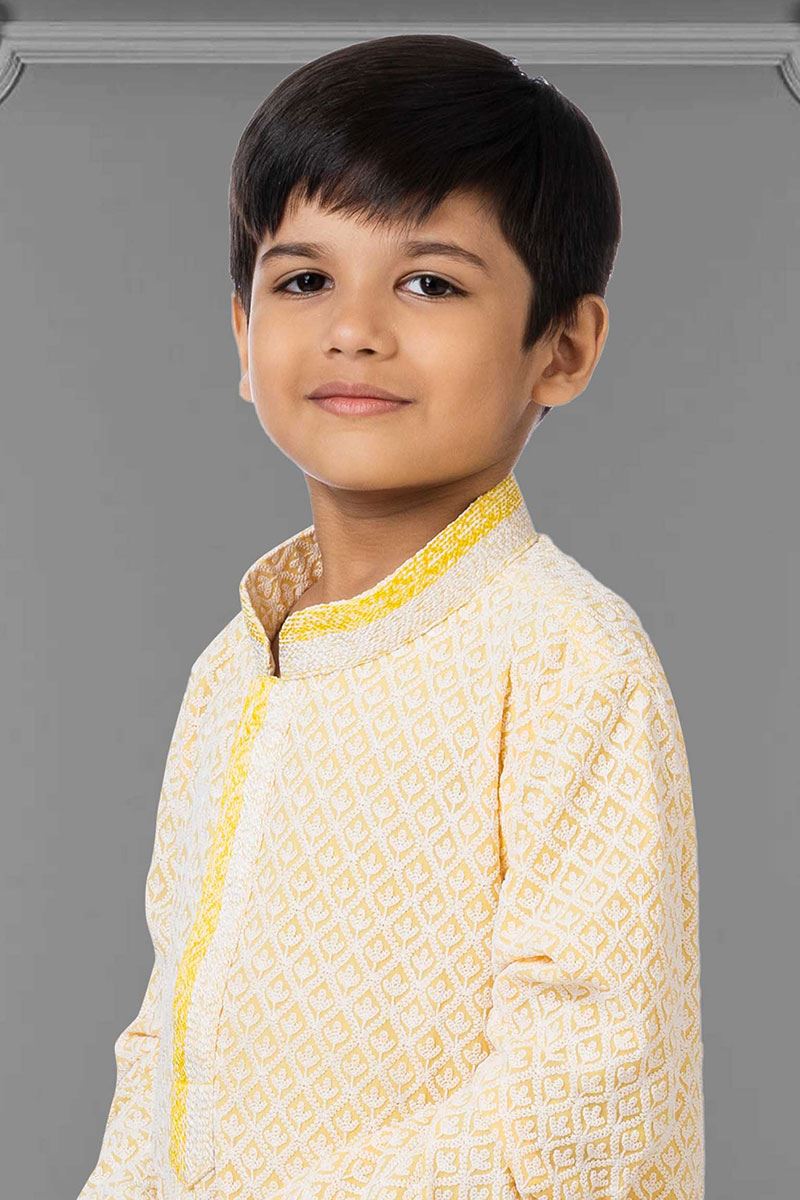 Attractive  Light Yellow Colored Designer Kids wear