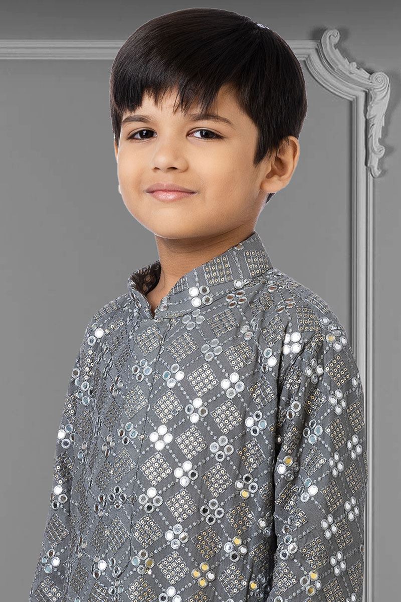 Enticing Grey Colored Designer Kids wear