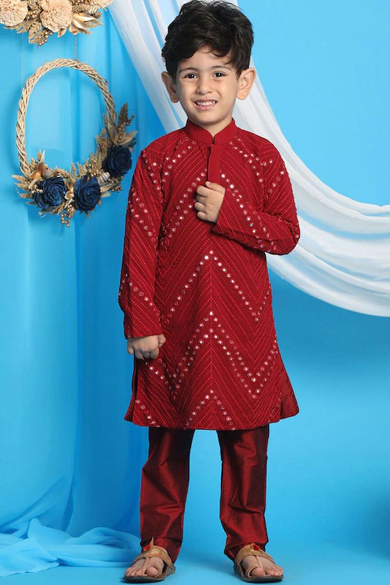 Elegant Maroon Colored Designer Kids wear
