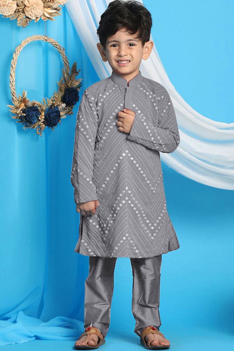 Fancy Grey Colored Designer Kids wear