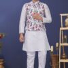 Appealing White Colored Designer Kurta, Pajama with Jacket