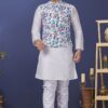 Exuberant White Colored Designer Kurta, Pajama with Jacket