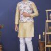 Aesthetic Cream Gold Colored Designer Kurta, Pajama with Jacket