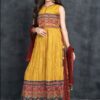 Enticing Mustard and Red Colored Designer Kids Churidar Suits