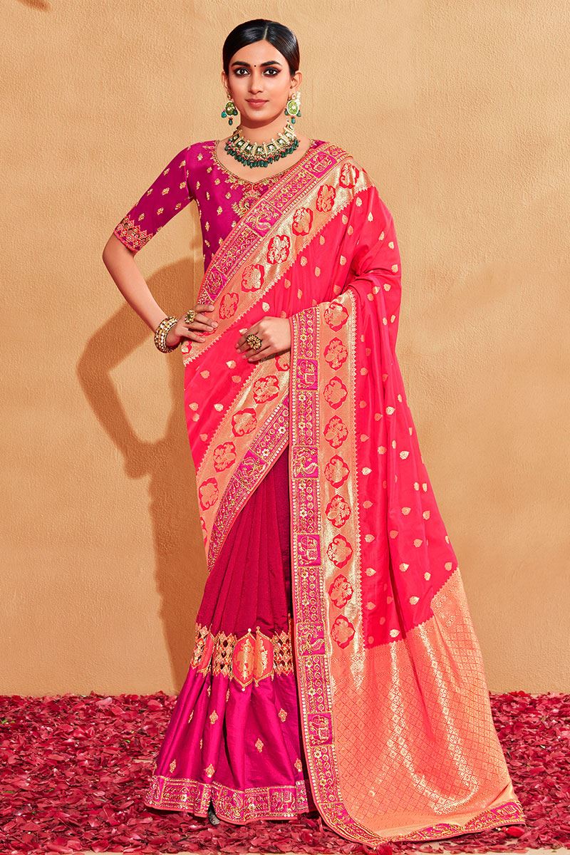 Magnificent Pink Colored Designer Saree