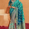 Glorious Rama and Grey Colored Designer Saree