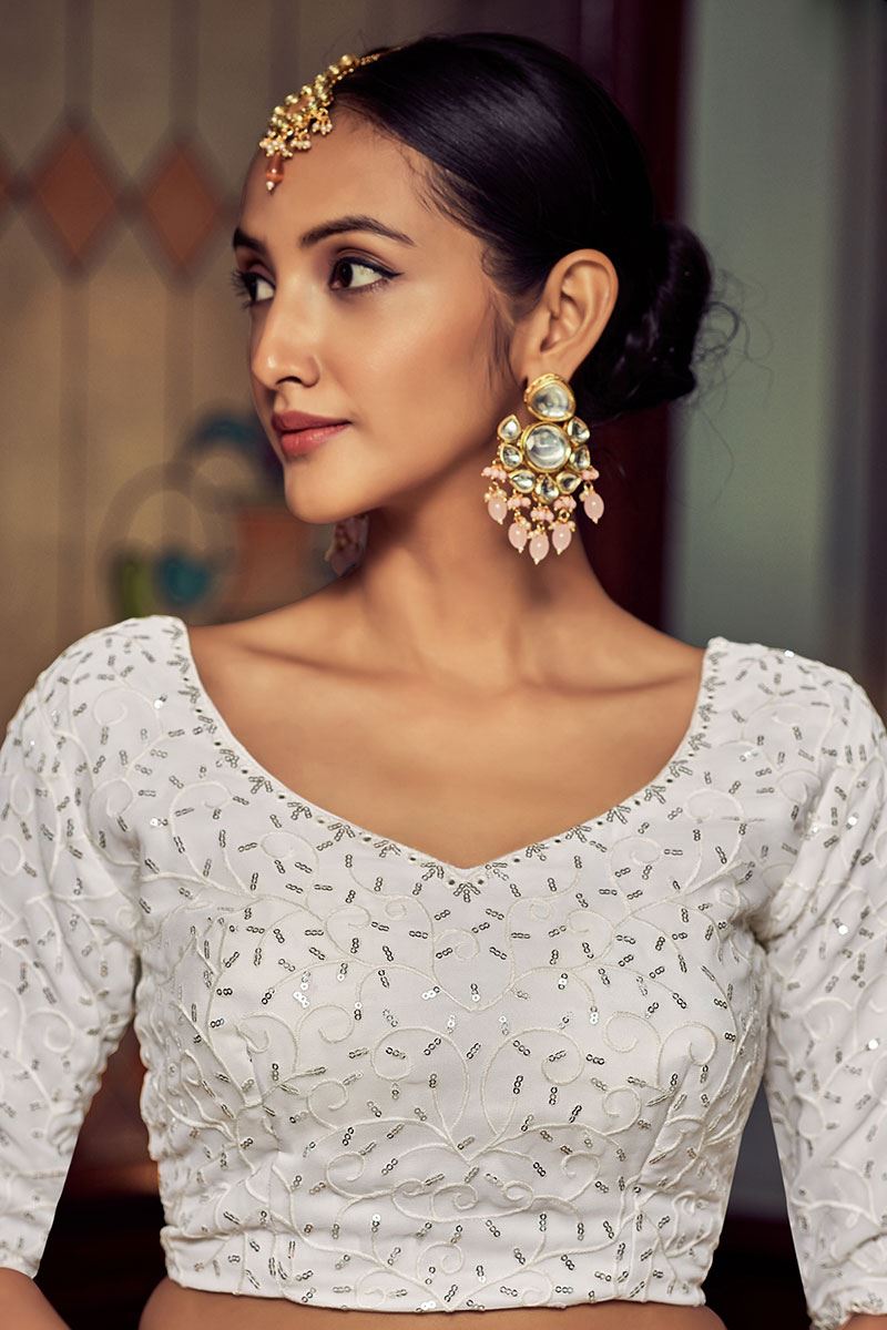 OutstandingWhite Colored Designer Lehenga Choli