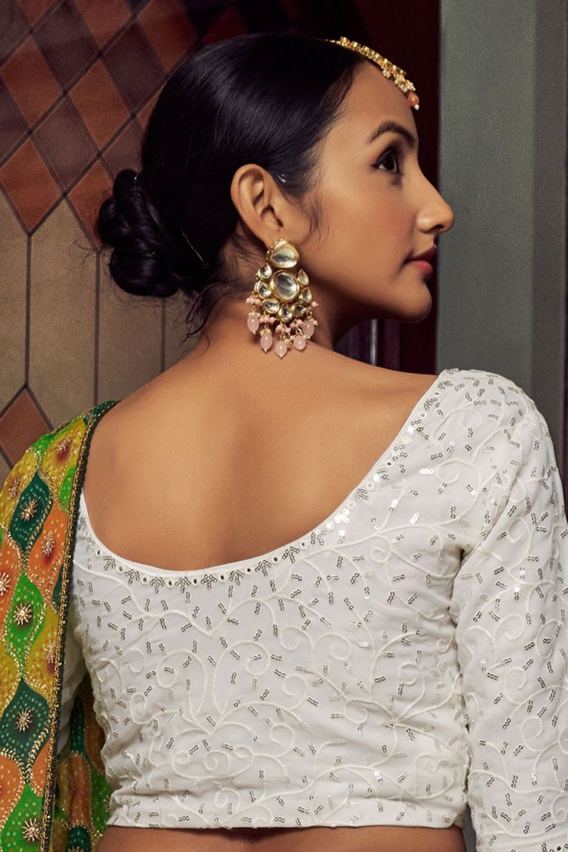 OutstandingWhite Colored Designer Lehenga Choli