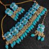 Marvelous Sky Blue Colored Designer Meenakari Choker Set