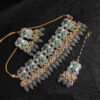 EnticingGrey Colored Designer Meenakari Choker Set