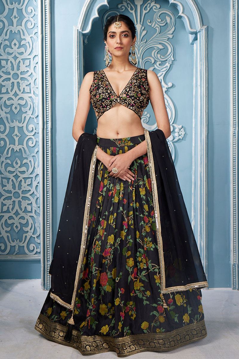 Appealing Black Colored Designer Lehenga Choli
