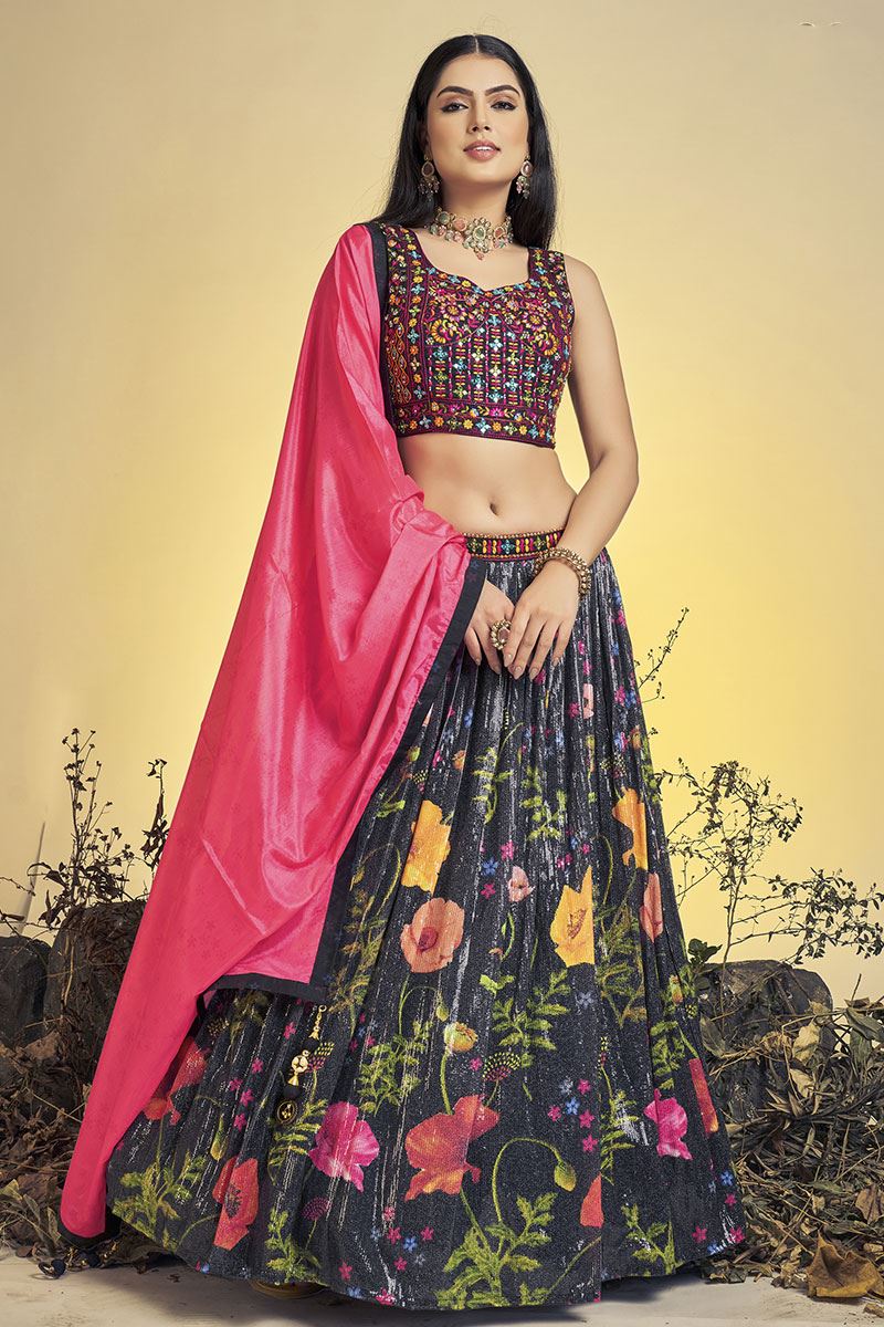 Charming Black Colored Designer Lehenga Choli