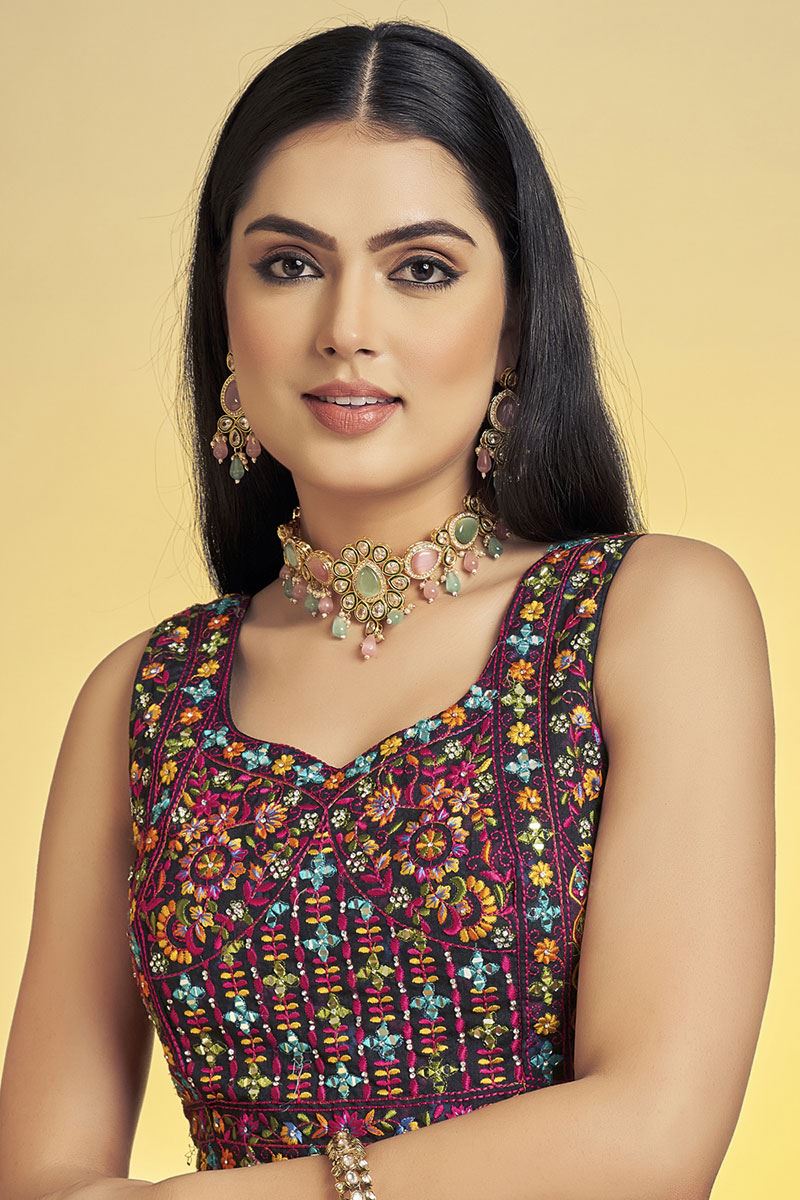 Charming Black Colored Designer Lehenga Choli