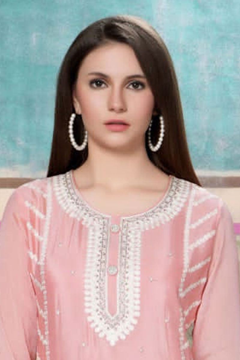 Delightful Peach Colored Designer Kurti