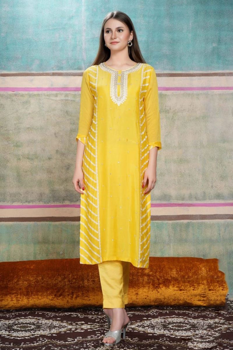 Magnificent Yellow Colored Designer Kurti