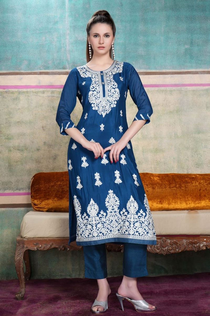 Irresistible Blue Colored Designer Kurti