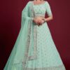 Magnificent Turquoise Colored Designer Lehenga Choli