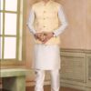 Attractive Cream Colored Designer Kurta Payjama with Jacket