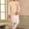 Appealing Cream Colored Designer Kurta Payjama with Jacket