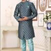 Majestic Steel Blue Colored Designer Indowestern Sherwani