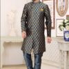 Classy Steel Blue Colored Designer Indowestern Sherwani