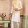 Marvelous Cream Colored Designer Kurta Payjama with Jacket