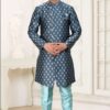 Exuberant Steel Blue Colored Designer Indowestern Sherwani