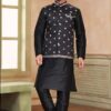 Fancy Black Colored Designer Kurta Payjama with Jacket