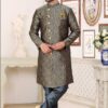 Charming Dark Grey Colored Designer Indowestern Sherwani