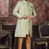 Splendid Pista Colored Designer Readymade Men's Indo-Western Sherwani