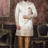 Delightful Cream Colored Designer Readymade Men's Indo-Western Sherwani