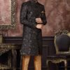 Aesthetic Black Colored Designer Readymade Men's Indo-Western Sherwani