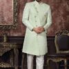 Charming Pista Colored Designer Readymade Men's Indo-Western Sherwani