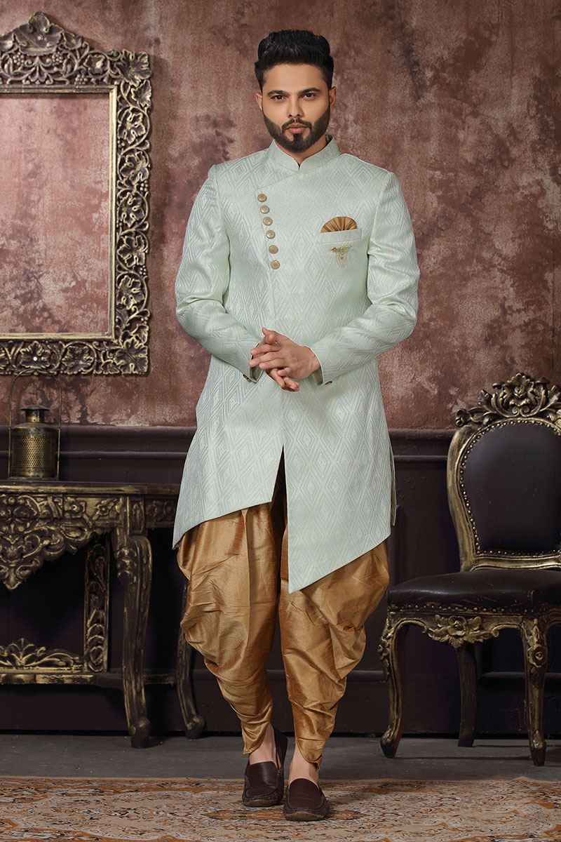 Classy Off-White Colored Designer Readymade Men's Indo-Western Sherwani