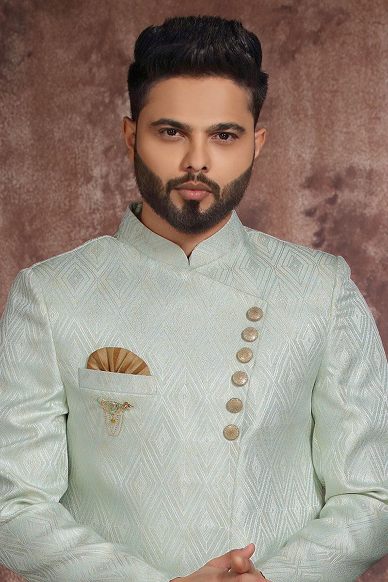 Classy Off-White Colored Designer Readymade Men's Indo-Western Sherwani