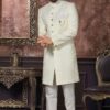 Appealing Off-White Colored Designer Readymade Men's Indo-Western Sherwani
