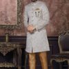 Captivating Grey Colored Designer Readymade Men's Indo-Western Sherwani