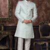 Stylish Sky Blue Colored Designer Readymade Men's Indo-Western Sherwani