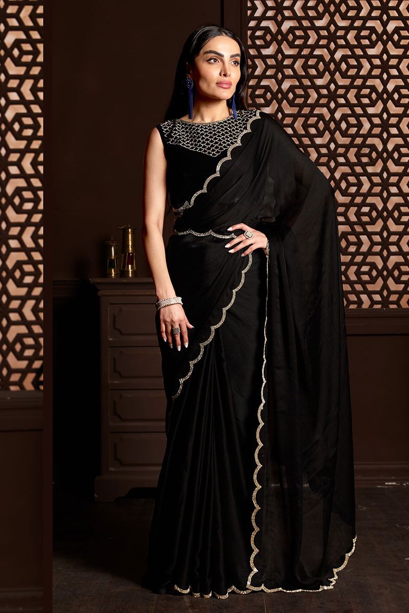 Attractive Black Colored Designer Saree