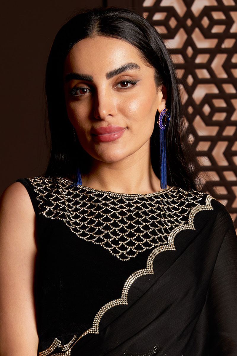 Attractive Black Colored Designer Saree