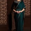 Beautiful Rama Green Colored Designer Saree