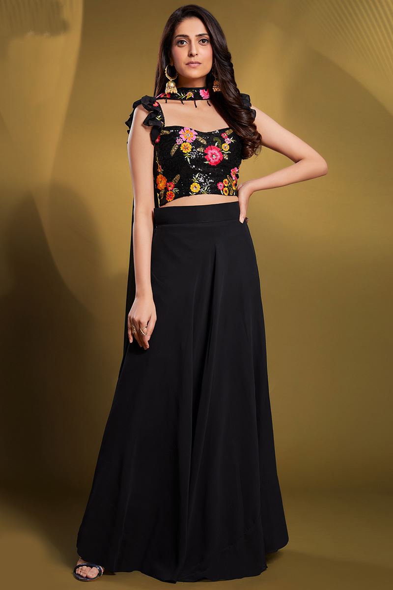 Charming Black Colored Designer Lehenga Choli