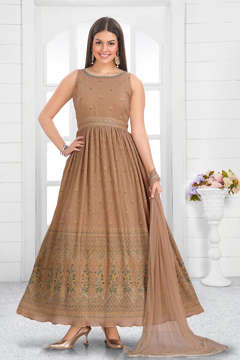 Charming Chikoo Colored Designer Suit