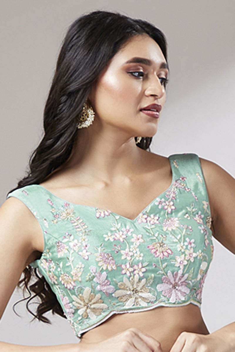 Attractive Sea Green Colored Designer Lehenga Choli