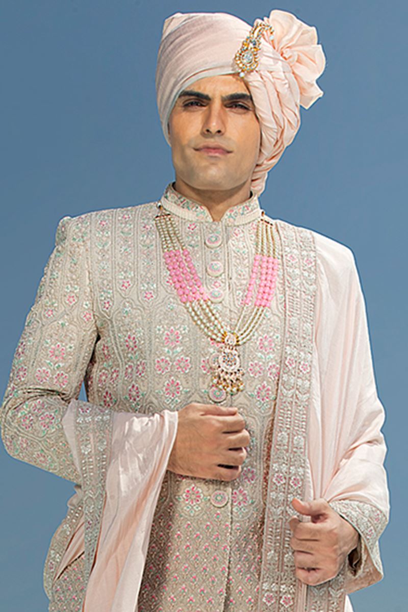 Appealing Light Pink Colored Designer Sherwani