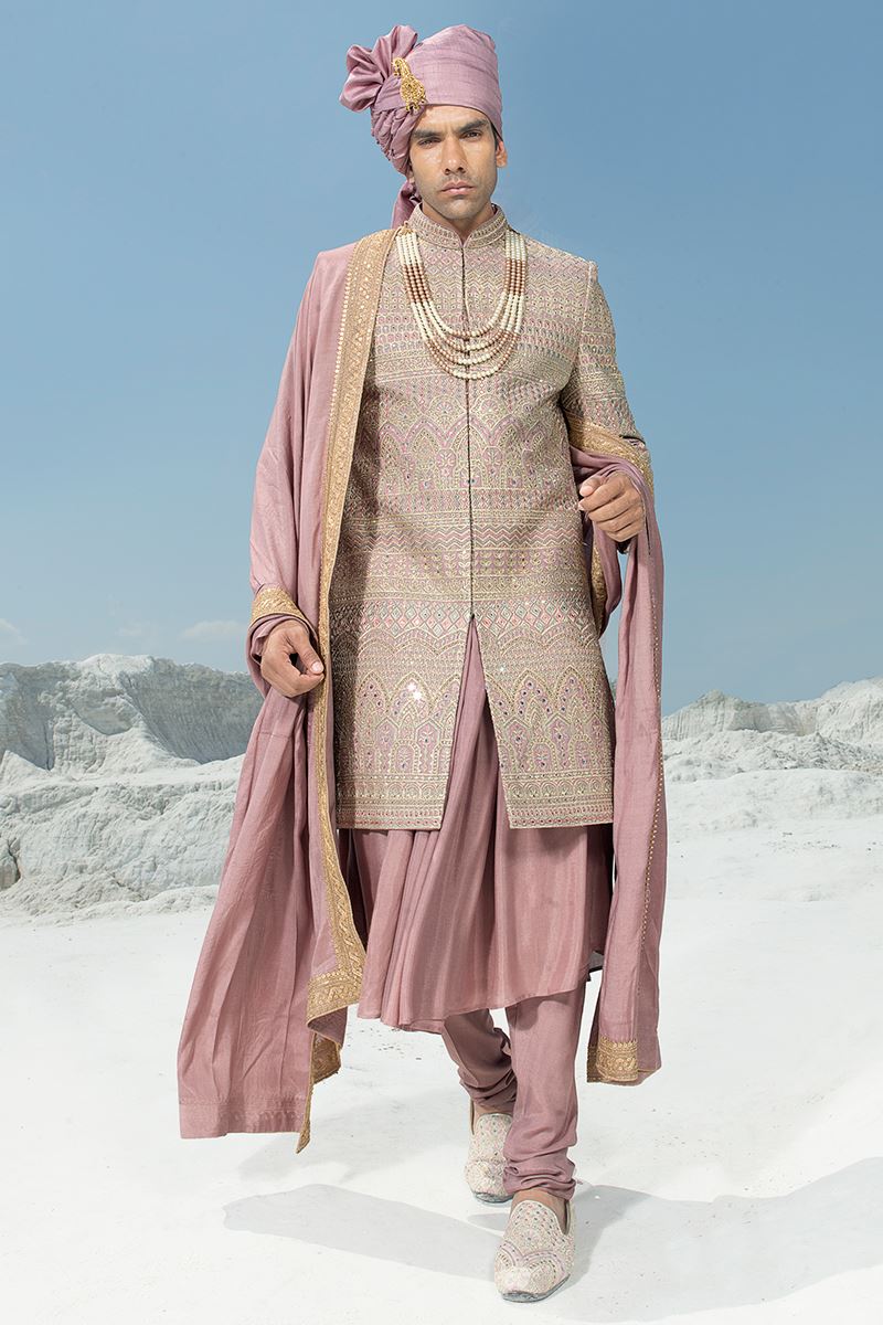 Exuberant Mauve Colored Designer Sherwani