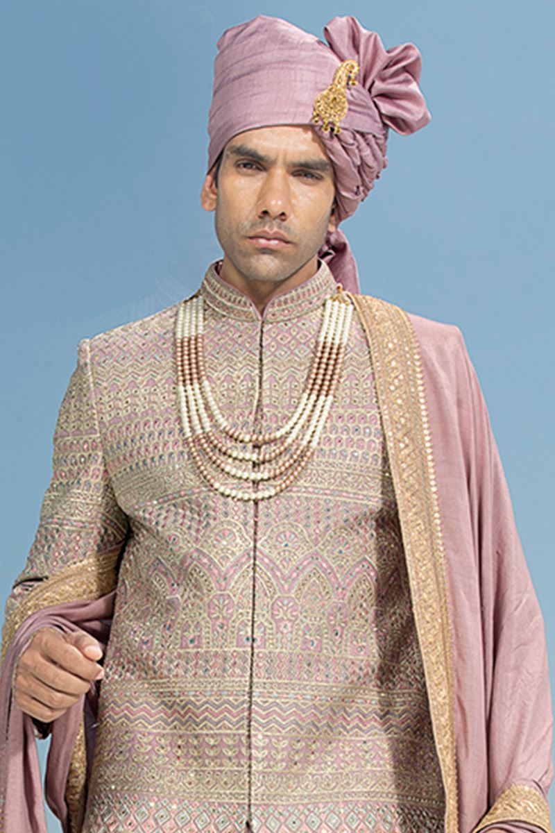 Exuberant Mauve Colored Designer Sherwani