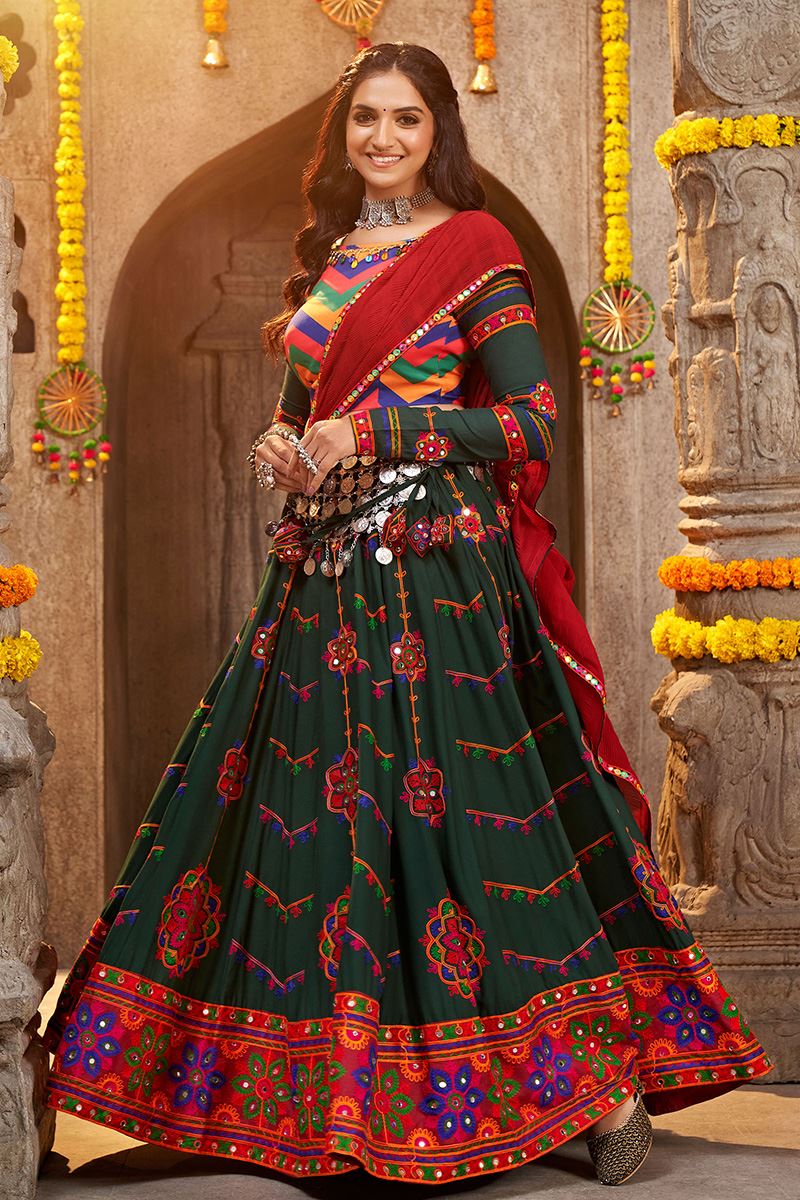 Gorgeous Green and Multi Colored Designer Lehenga Choli