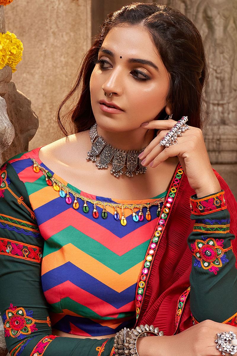 Gorgeous Green and Multi Colored Designer Lehenga Choli